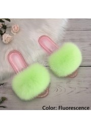 fluffy slippers women real fur home slides summer crystal rhinestones shoes for women flip flops with fur jelly sandals women