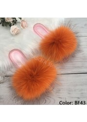 fluffy slippers women real fur home slides summer crystal rhinestones shoes for women flip flops with fur jelly sandals women