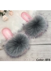 fluffy slippers women real fur home slides summer crystal rhinestones shoes for women flip flops with fur jelly sandals women