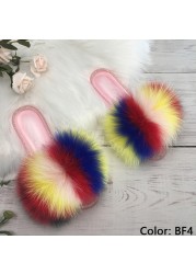 fluffy slippers women real fur home slides summer crystal rhinestones shoes for women flip flops with fur jelly sandals women