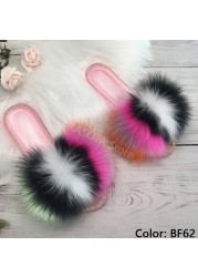 fluffy slippers women real fur home slides summer crystal rhinestones shoes for women flip flops with fur jelly sandals women