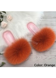 fluffy slippers women real fur home slides summer crystal rhinestones shoes for women flip flops with fur jelly sandals women