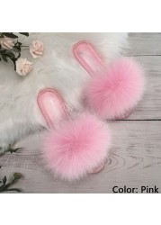 fluffy slippers women real fur home slides summer crystal rhinestones shoes for women flip flops with fur jelly sandals women