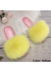 fluffy slippers women real fur home slides summer crystal rhinestones shoes for women flip flops with fur jelly sandals women