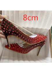 12cm women's fashion sexy all rivet pointed high heels, Italian gradient high heels, night party occasion customizable 33-