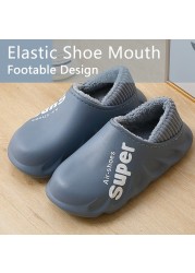 2021 winter women slippers eva waterproof warm plush home shoes ladies non-slip indoor soft sole cotton slides couple shoes