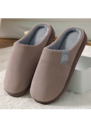 2021 winter women slippers eva waterproof warm plush home shoes ladies non-slip indoor soft sole cotton slides couple shoes