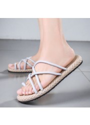 Men Summer Special Offer Slippers Personality Fashion Woven Cotton Rope Outdoor Casual Soft-soled Non-slip Sandal 39-44