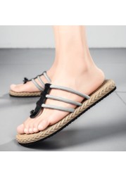 Men Summer Special Offer Slippers Personality Fashion Woven Cotton Rope Outdoor Casual Soft-soled Non-slip Sandal 39-44