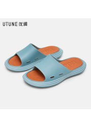 UTUNE Outside Slippers Men Summer Runway Shoes EVA Outdoor Women Slides Soft Thick Sole Non-slip Pool Beach Sandals Indoor Bathroom