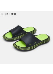 UTUNE Outside Slippers Men Summer Runway Shoes EVA Outdoor Women Slides Soft Thick Sole Non-slip Pool Beach Sandals Indoor Bathroom