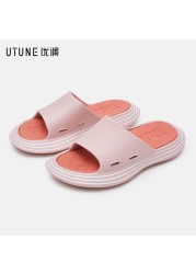 UTUNE Outside Slippers Men Summer Runway Shoes EVA Outdoor Women Slides Soft Thick Sole Non-slip Pool Beach Sandals Indoor Bathroom