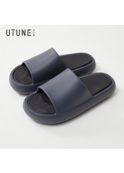 UTUNE Summer Outside Slippers Men Shoes EVA Soft Outdoor Sneaker Platform Slides Women Thick Sole Non-slip Indoor Beach Sandals