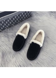 Women Slippers Winter Bow Tie Plush Warm Shoes Inside Loafers Indoor Slippers Ladies Ladies Slip On Shoes Chaussure Femme Women Shoes Non-leather Casual Shoes Women's Shoe Brand