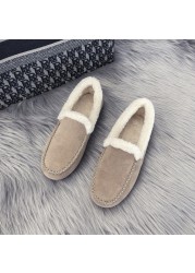 Women Slippers Winter Bow Tie Plush Warm Shoes Inside Loafers Indoor Slippers Ladies Ladies Slip On Shoes Chaussure Femme Women Shoes Non-leather Casual Shoes Women's Shoe Brand