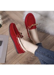 Women Slippers Winter Bow Tie Plush Warm Shoes Inside Loafers Indoor Slippers Ladies Ladies Slip On Shoes Chaussure Femme Women Shoes Non-leather Casual Shoes Women's Shoe Brand