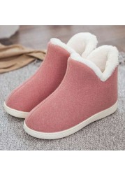 ASILETO Women Home Slippers Plush Indoor Shoes High Top Plus Size 45 Flat Shoes Woman Winter Shoes Indoor Slippers sapatos mujer