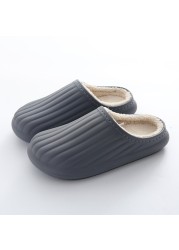 2021 Waterproof Cotton Slippers Thick-soled Plush Winter Warm Home Indoor Slippers Outdoor Slippers Memory Foam For Couples Shoes