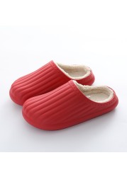 2021 Waterproof Cotton Slippers Thick-soled Plush Winter Warm Home Indoor Slippers Outdoor Slippers Memory Foam For Couples Shoes