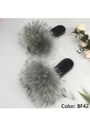 women flip flops summer fluffy slippers luxury real fur slides for women fluffy sliders jelly shoes woman flat sandals with fur