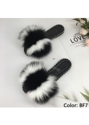 women flip flops summer fluffy slippers luxury real fur slides for women fluffy sliders jelly shoes woman flat sandals with fur