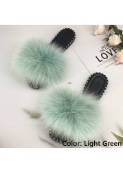 women flip flops summer fluffy slippers luxury real fur slides for women fluffy sliders jelly shoes woman flat sandals with fur