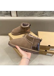 Snow boots women's autumn and winter 2022 new short tube sheepskin wool single non-slip large size wild warm couple cotton shoes