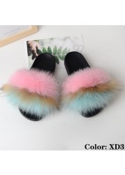 Natural Fur Slippers Women Home Fluffy Slippers House Furry Slides Luxury Summer Flip Flops with Real Fur Wholesale Dropshipping