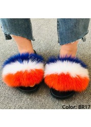 Natural Fur Slippers Women Home Fluffy Slippers House Furry Slides Luxury Summer Flip Flops with Real Fur Wholesale Dropshipping