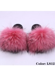 Natural Fur Slippers Women Home Fluffy Slippers House Furry Slides Luxury Summer Flip Flops with Real Fur Wholesale Dropshipping