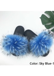 Natural Fur Slippers Women Home Fluffy Slippers House Furry Slides Luxury Summer Flip Flops with Real Fur Wholesale Dropshipping