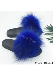 Natural Fur Slippers Women Home Fluffy Slippers House Furry Slides Luxury Summer Flip Flops with Real Fur Wholesale Dropshipping