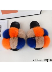 Natural Fur Slippers Women Home Fluffy Slippers House Furry Slides Luxury Summer Flip Flops with Real Fur Wholesale Dropshipping