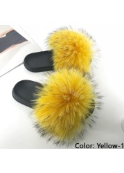 Natural Fur Slippers Women Home Fluffy Slippers House Furry Slides Luxury Summer Flip Flops with Real Fur Wholesale Dropshipping