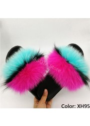 Natural Fur Slippers Women Home Fluffy Slippers House Furry Slides Luxury Summer Flip Flops with Real Fur Wholesale Dropshipping