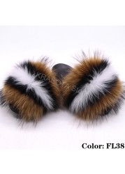 Natural Fur Slippers Women Home Fluffy Slippers House Furry Slides Luxury Summer Flip Flops with Real Fur Wholesale Dropshipping