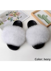 Natural Fur Slippers Women Home Fluffy Slippers House Furry Slides Luxury Summer Flip Flops with Real Fur Wholesale Dropshipping