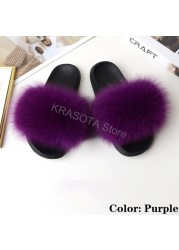 Natural Fur Slippers Women Home Fluffy Slippers House Furry Slides Luxury Summer Flip Flops with Real Fur Wholesale Dropshipping