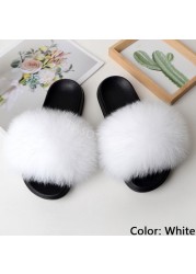 Natural Fur Slippers Women Home Fluffy Slippers House Furry Slides Luxury Summer Flip Flops with Real Fur Wholesale Dropshipping