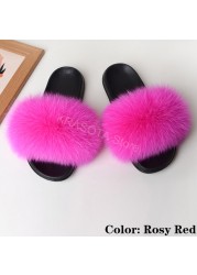 Natural Fur Slippers Women Home Fluffy Slippers House Furry Slides Luxury Summer Flip Flops with Real Fur Wholesale Dropshipping