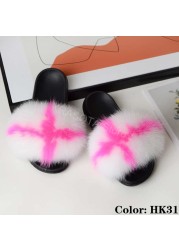 Natural Fur Slippers Women Home Fluffy Slippers House Furry Slides Luxury Summer Flip Flops with Real Fur Wholesale Dropshipping