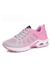 Fashion Women Lightweight Sneakers Outdoor Sports Breathable Mesh Comfort Running Shoes Air Cushion Lace Up