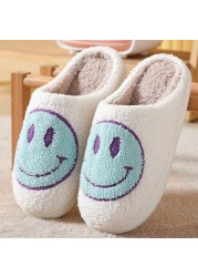 Plus Size 45 Smile Cotton Slippers Autumn Winter Home Indoor Slippers Sweet Lovely Catroon Fur Slippers Non-slip Comfortable Women Shoes