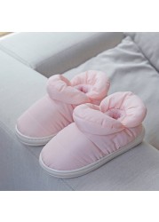 Cotton slippers women bag with autumn and winter indoor home anti-slip couple plush warm thick moon winter cotton shoes