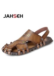 Summer Men Casual Sandals Outdoor Brand Slippers Genuine Leather Beach Shoes for Men Designer Mens Roman Sandals Zapatos Hombre