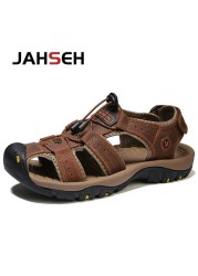 Size 38~48 New Sandals Genuine Leather Gladiator Sandals Brand Outdoor Beach Shoes For Men Summer Leather Casual Shoes Sneakers