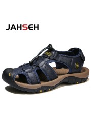 Size 38~48 New Sandals Genuine Leather Gladiator Sandals Brand Outdoor Beach Shoes For Men Summer Leather Casual Shoes Sneakers