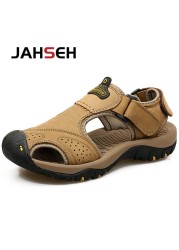 Size 38~48 New Sandals Genuine Leather Gladiator Sandals Brand Outdoor Beach Shoes For Men Summer Leather Casual Shoes Sneakers