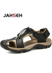 Size 38~48 New Sandals Genuine Leather Gladiator Sandals Brand Outdoor Beach Shoes For Men Summer Leather Casual Shoes Sneakers