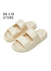 UTUNE Cream Slides Slippers for Women Indoor Shoes Bathroom Warm Summer EVA Home Sandals Men Memory Foam Outside Slippers